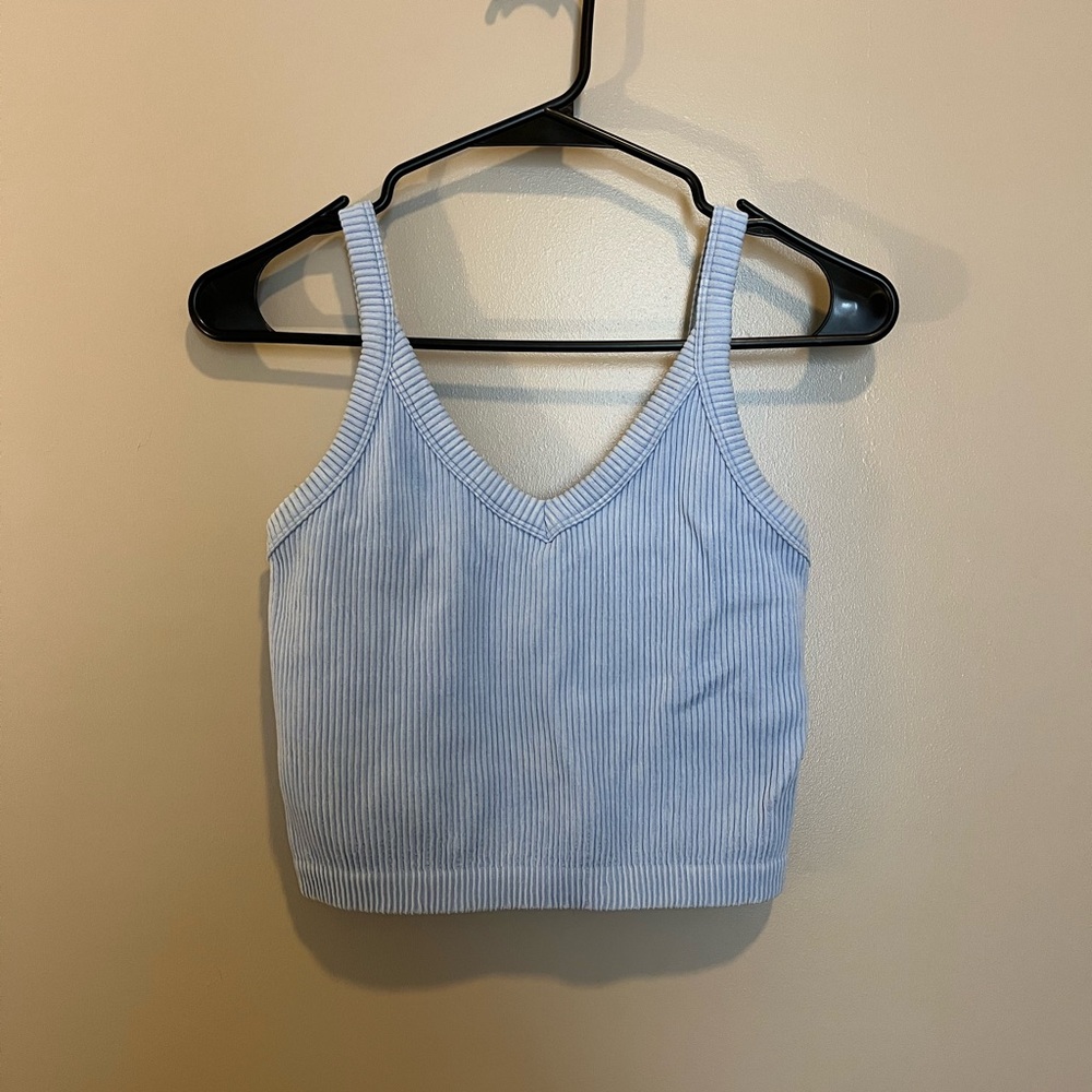 Light Blue Ribbed Women's Top